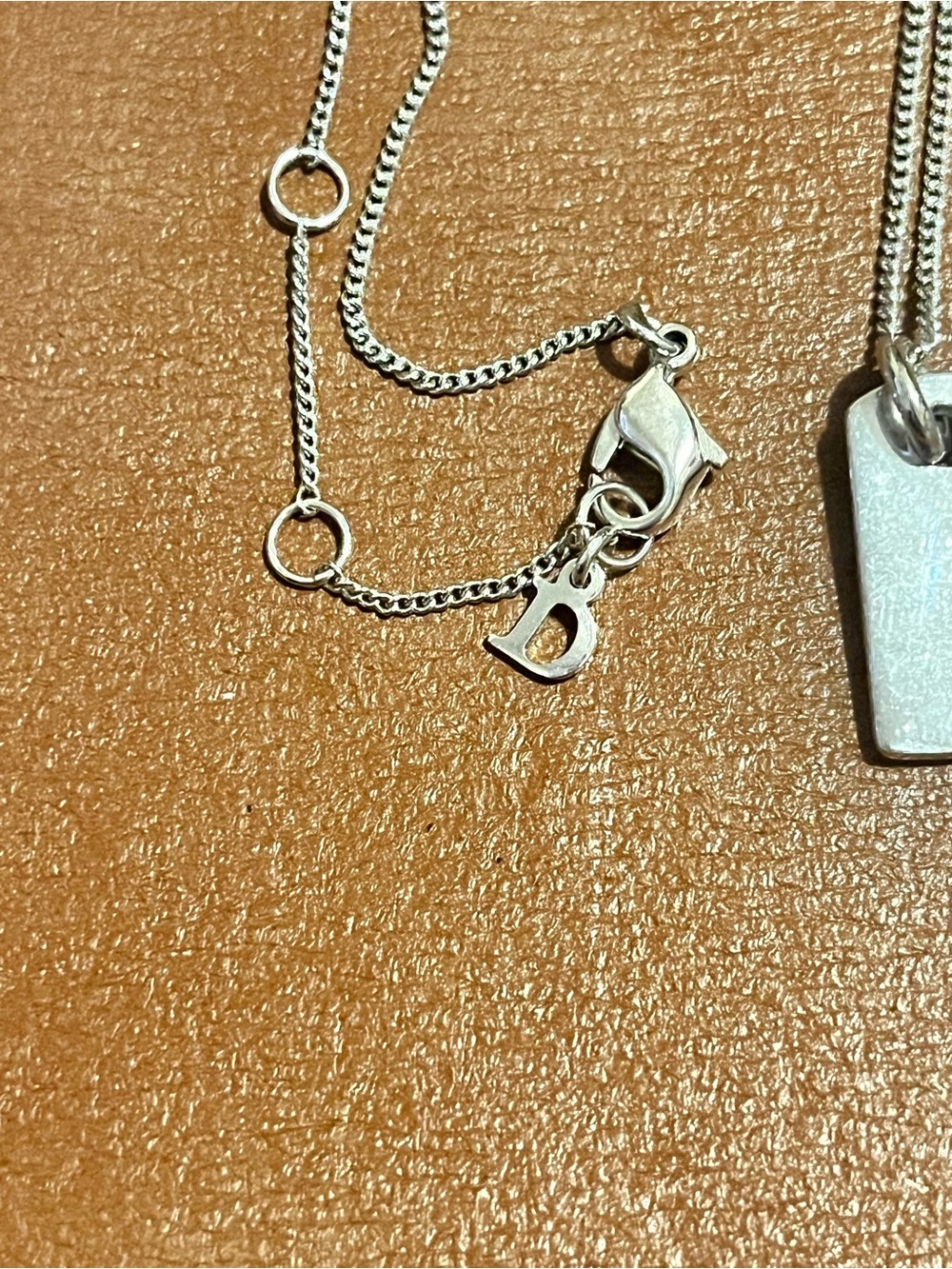 DIOR Silver Logo Tag Necklace - Picture 4 of 5